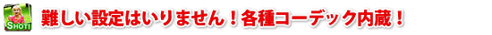 難しい設定はいりません！各種コーデック内蔵！