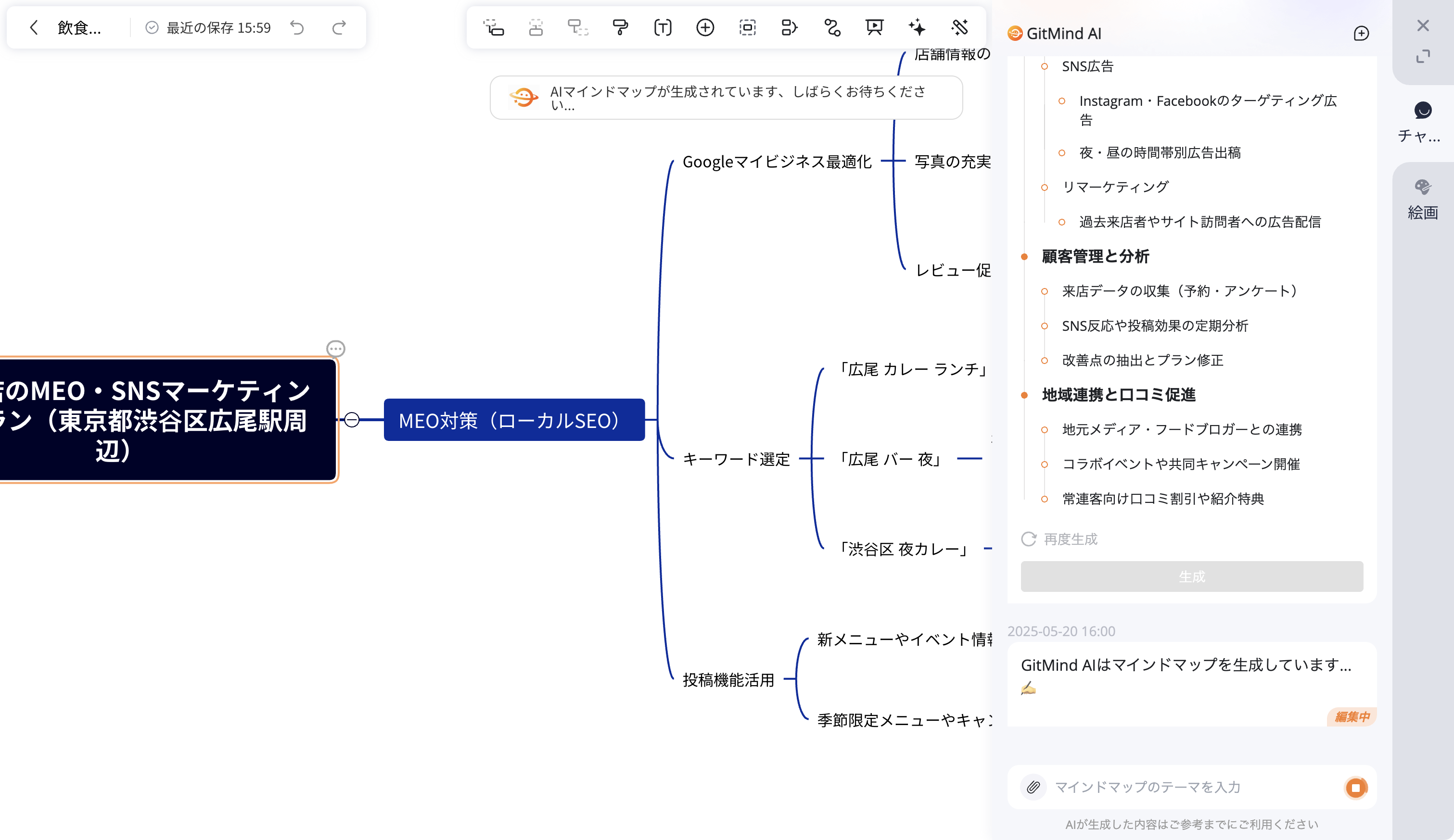 *プロンプトからマインドマップ(完成)