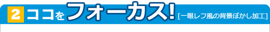 [2]ココをフォーカス！[一眼レフ風の背景ぼかし加工]